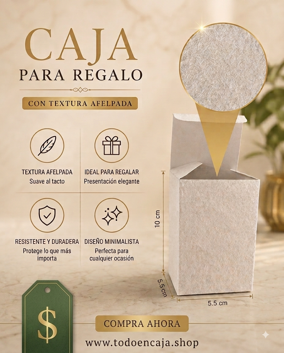 Caja de cartón con acabado suave al tacto , textura afelpada