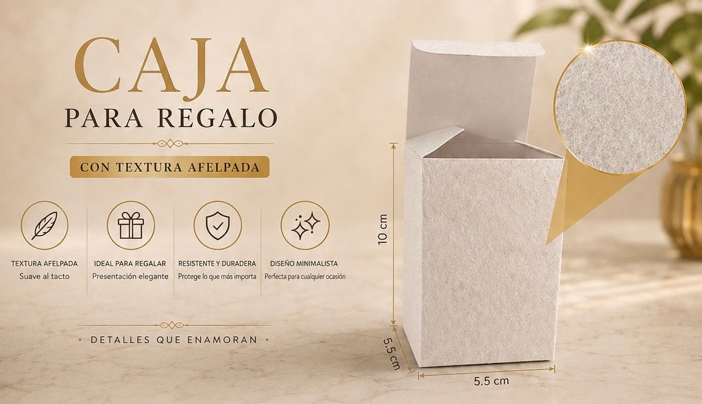 Caja de cartón con acabado suave al tacto , textura afelpada