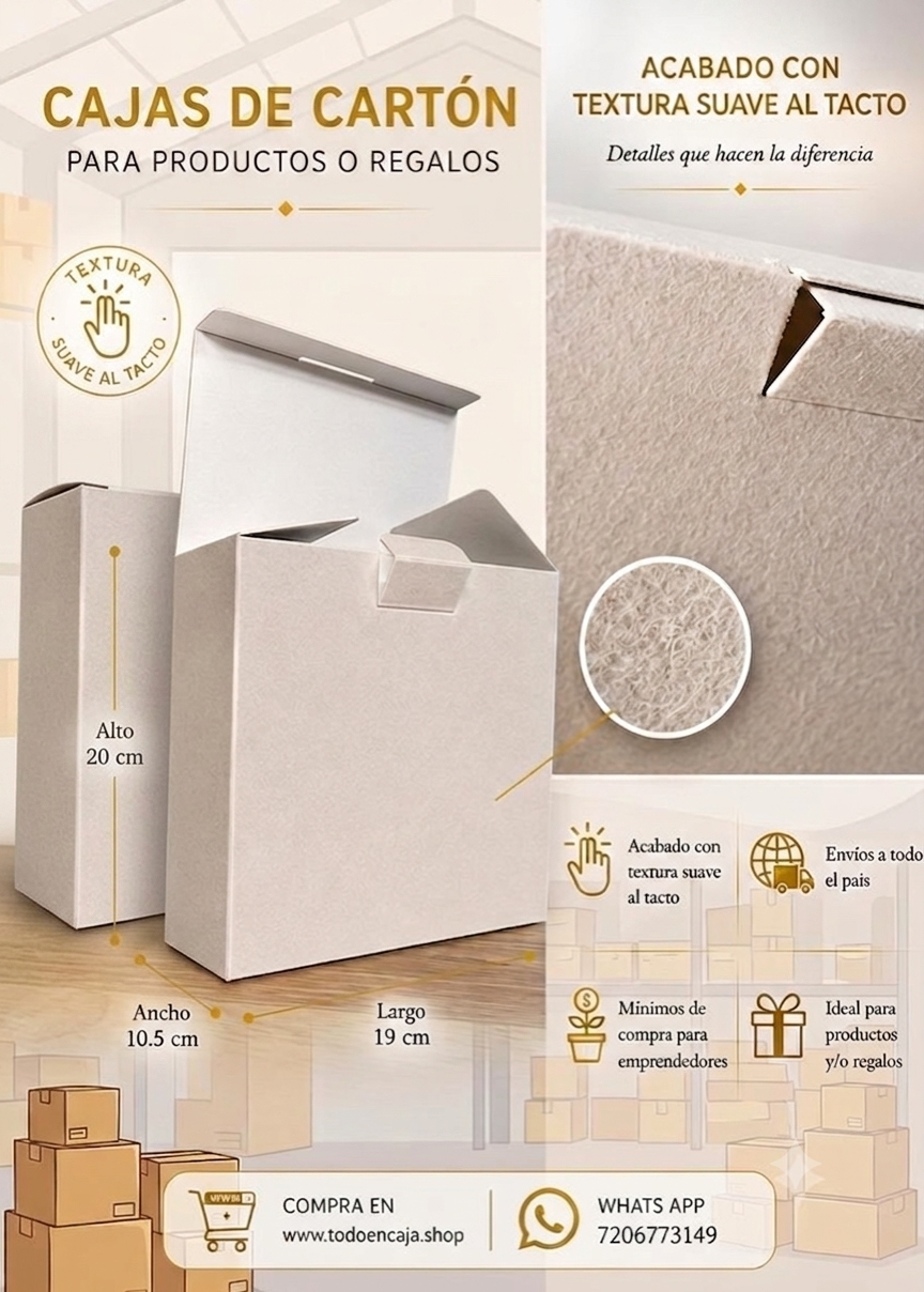 PROMOCIÓN: 10 cajas de cartón con textura afelpada por $455