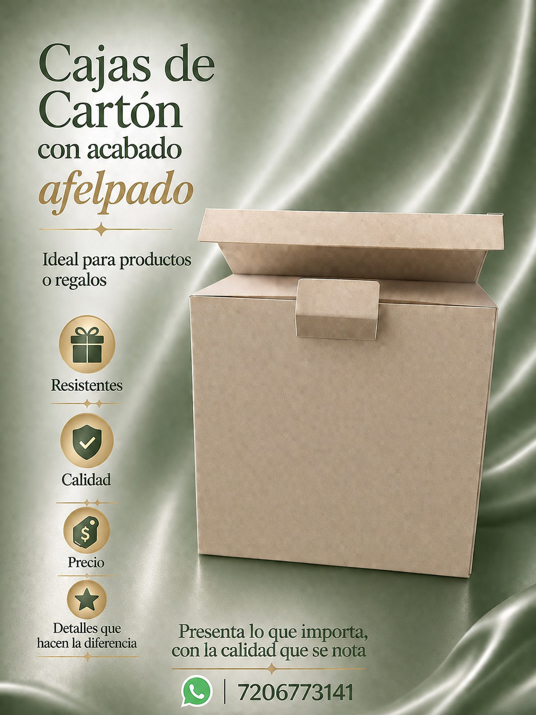 Caja de cartón con acabado afelpado (acabado de celulosa)